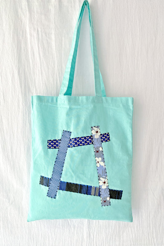 Soft cotton tote bag with handcrafted patchwork for women who love slow fashion