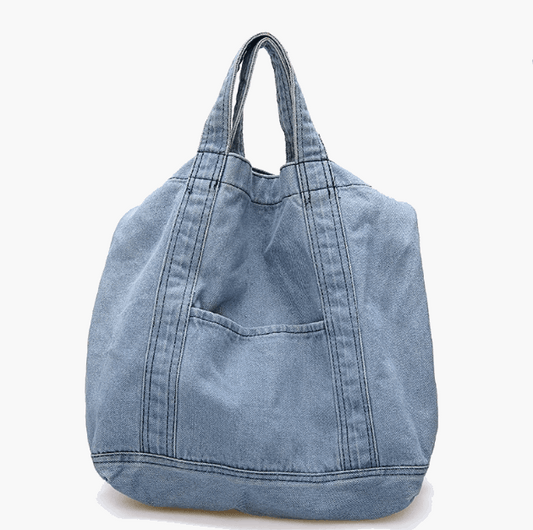 Large Capacity Personalized Eco-Friendly Women's Denim Tote Bag for DIY Patchwork and Embroidery Projects