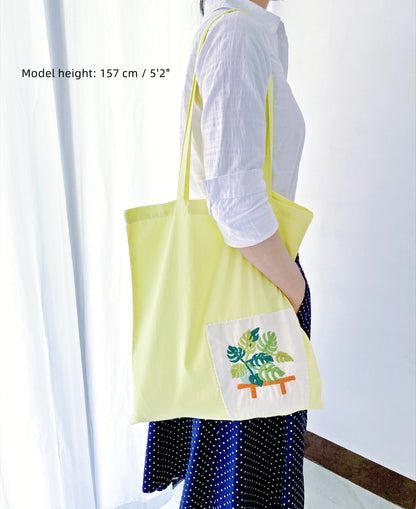 slow fashion cotton tote bag featuring DIY embroidery art