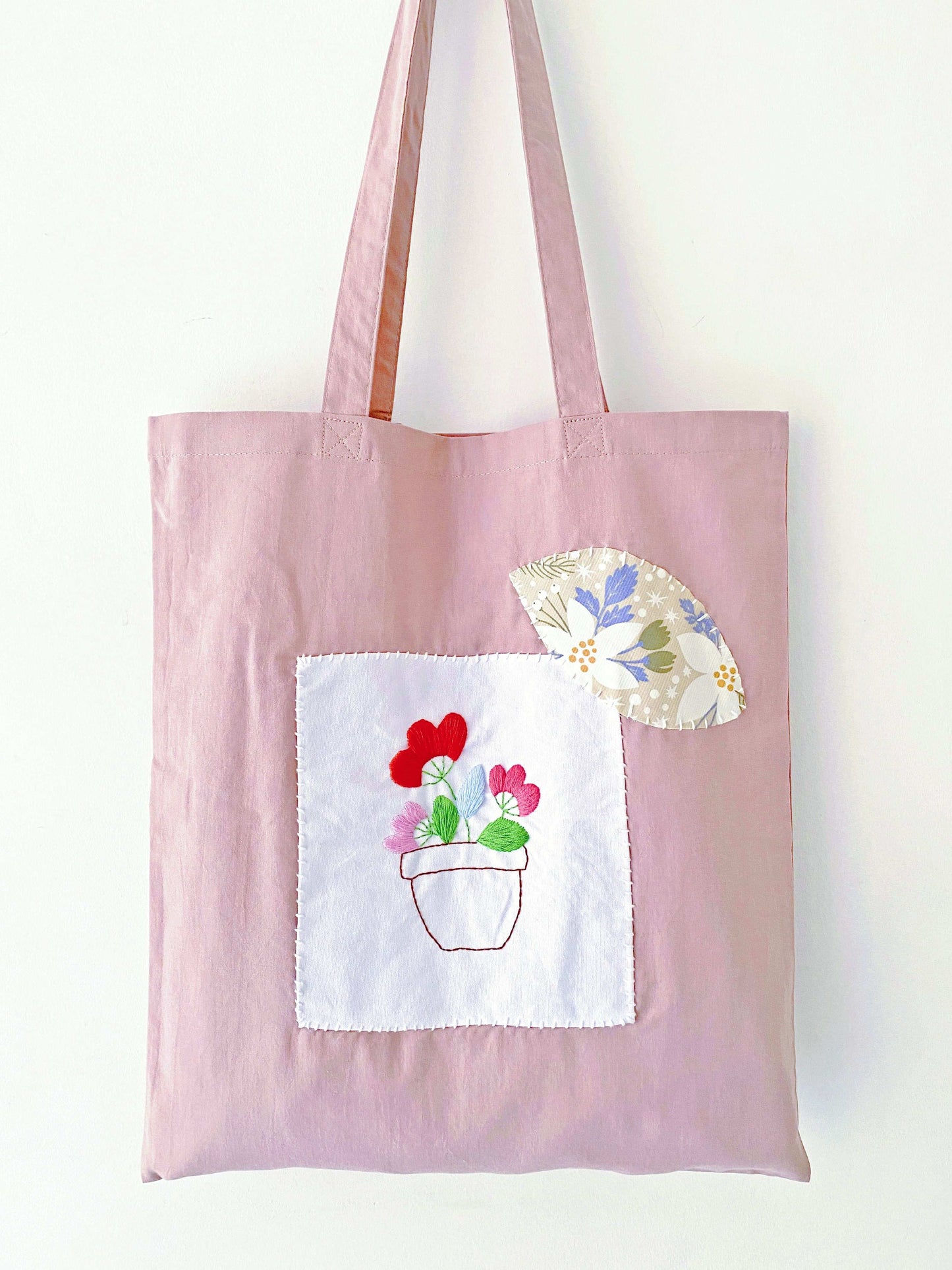 cotton bag with floral embroidery for zero waste shopping