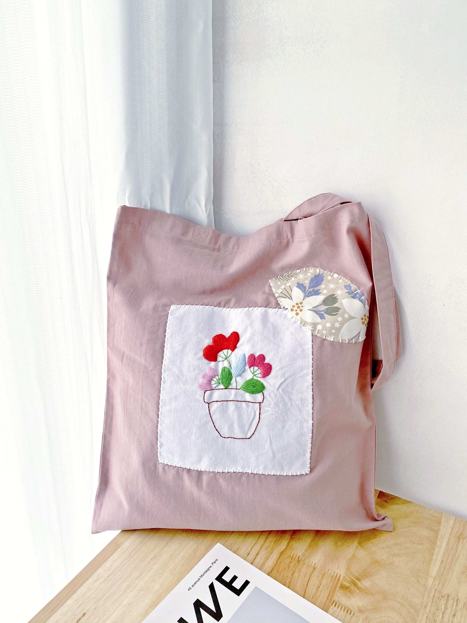unique handmade embroidery tote for artistic lifestyle lovers