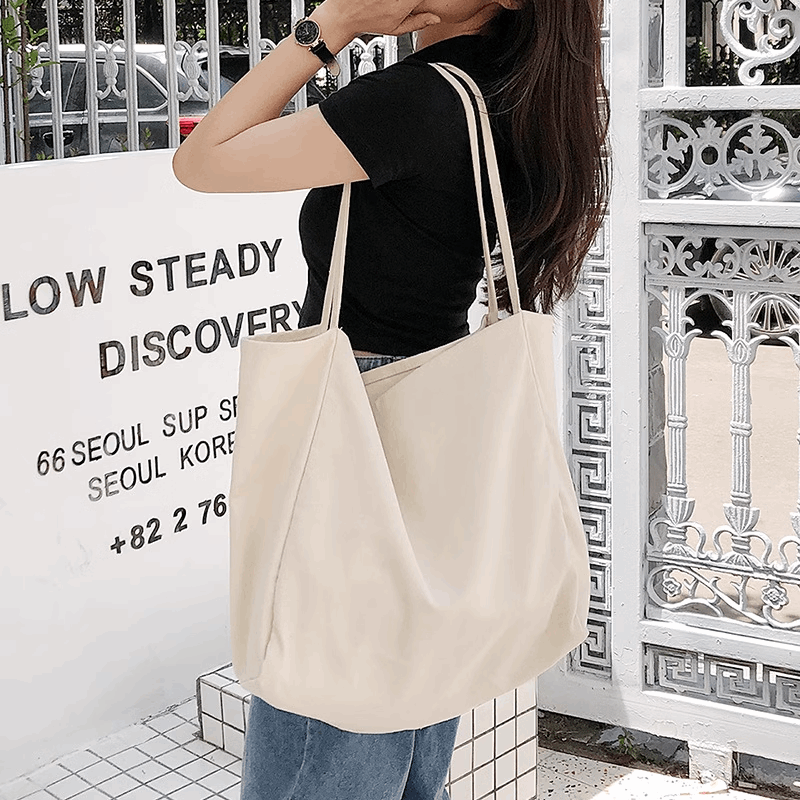 Durable Eco-Friendly Canvas Shoulder Bag for Shopping and Daily Use