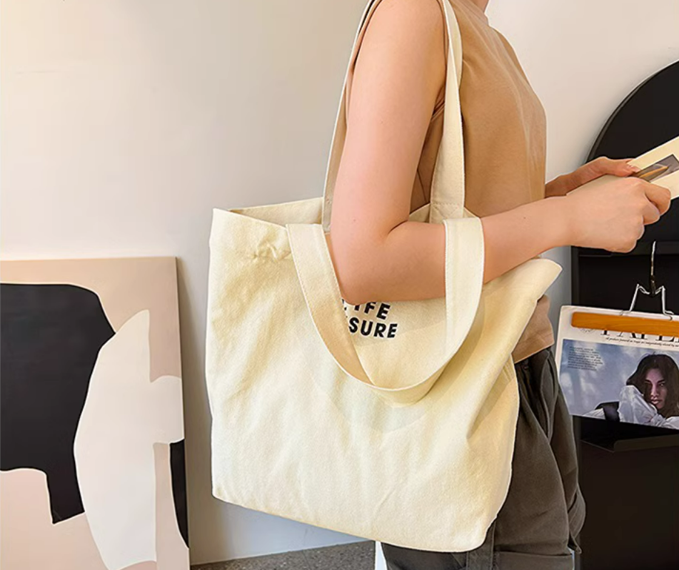 Handmade Embroidery Canvas Tote Bag for Shopping, Crafts, and Daily Activities