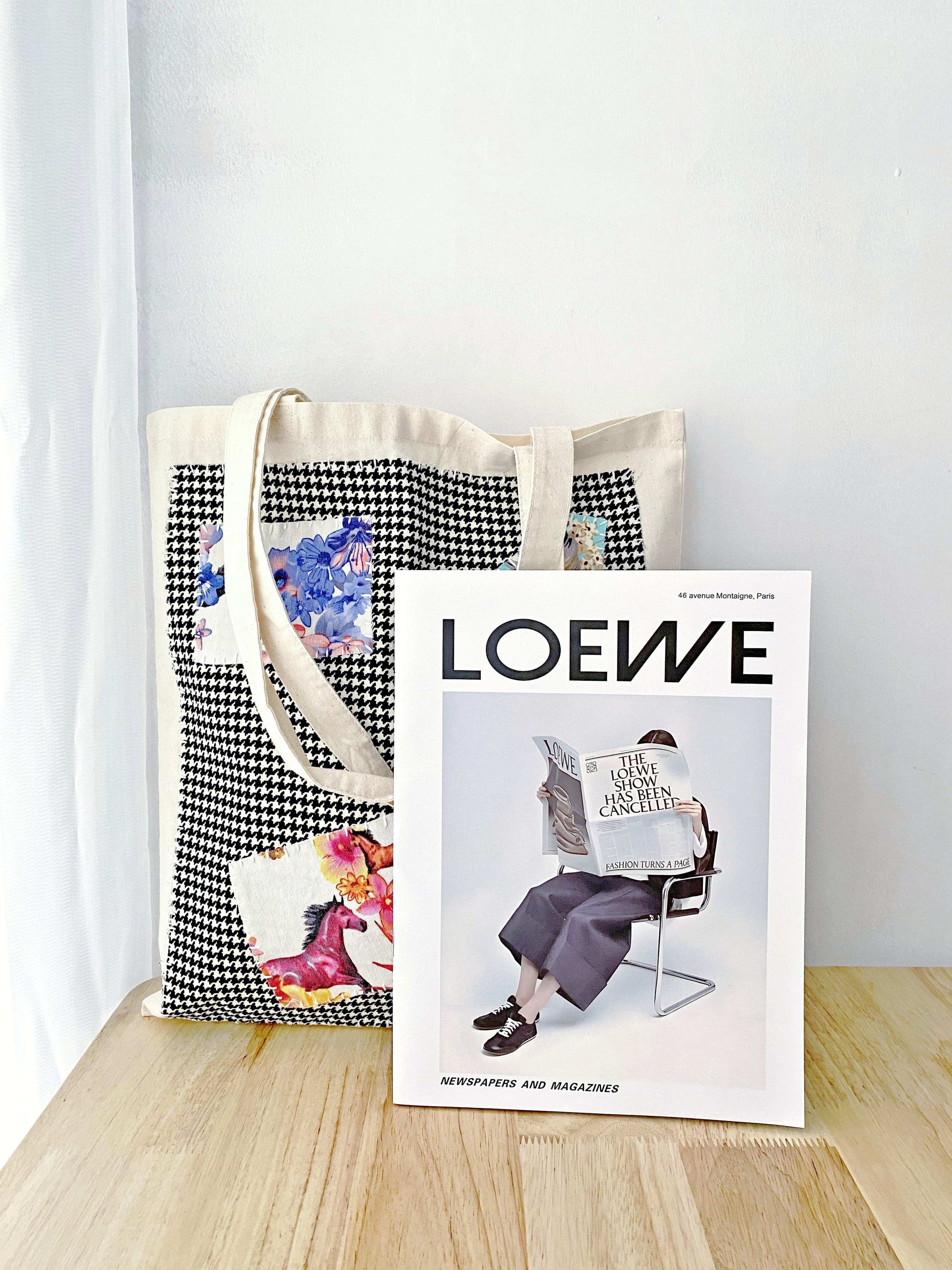 artistic diy stitched pattern tote bag for women