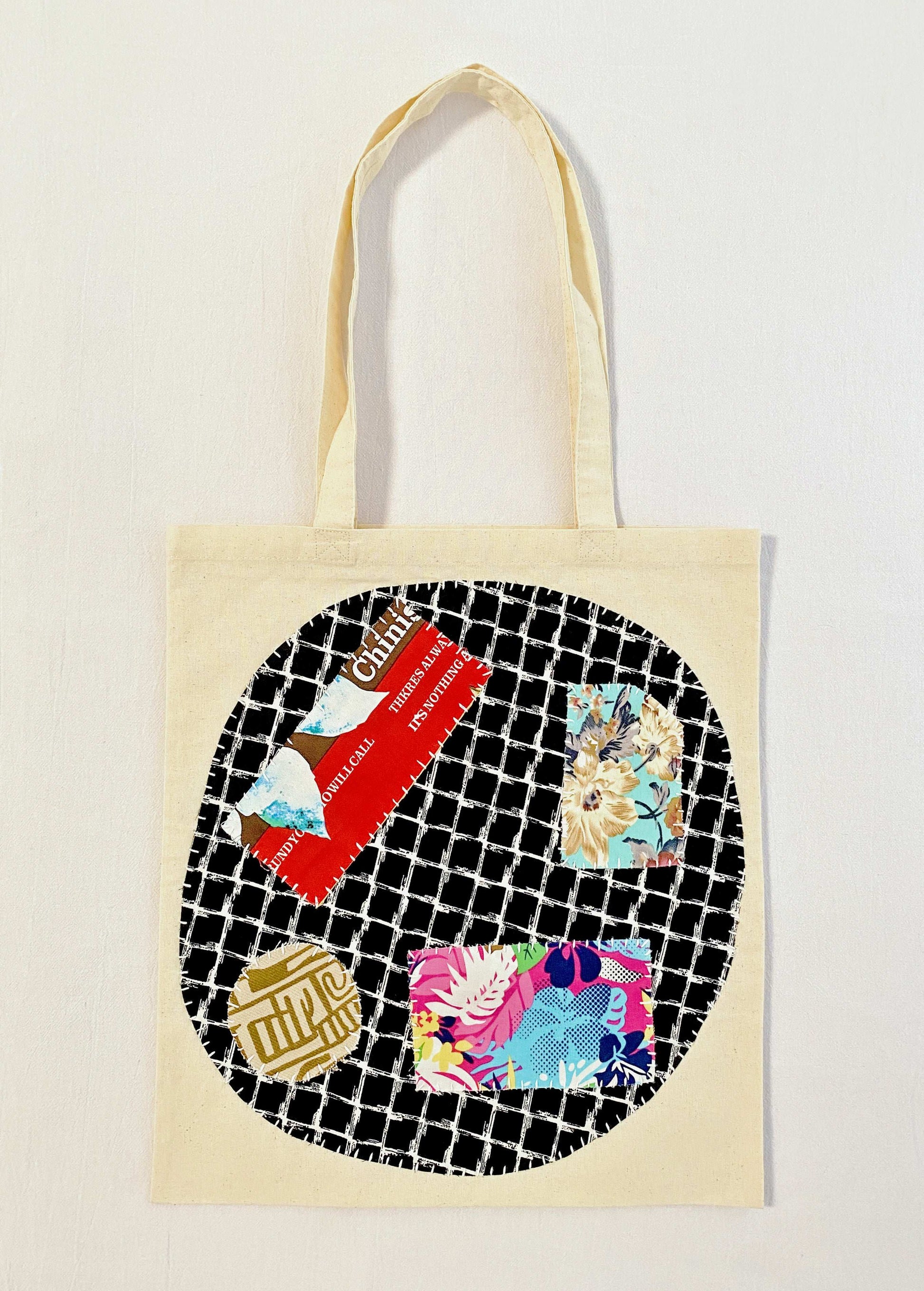 Reusable grocery bag with handmade details