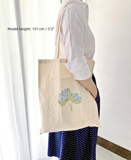 Minimalist eco-friendly tote with handcrafted floral details