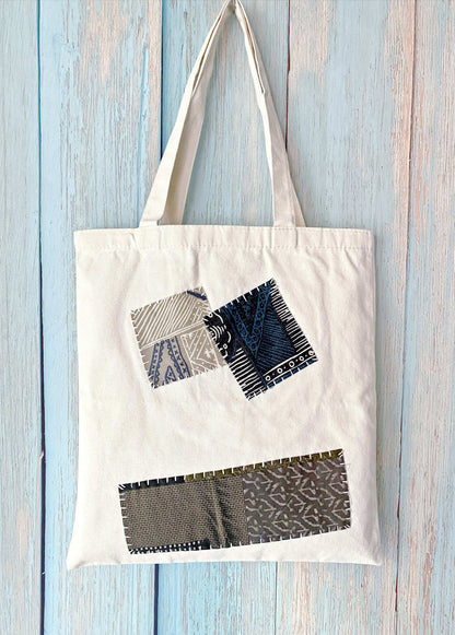 Handmade patchwork eco tote bag ideal for gifting on birthdays or Mother’s Day