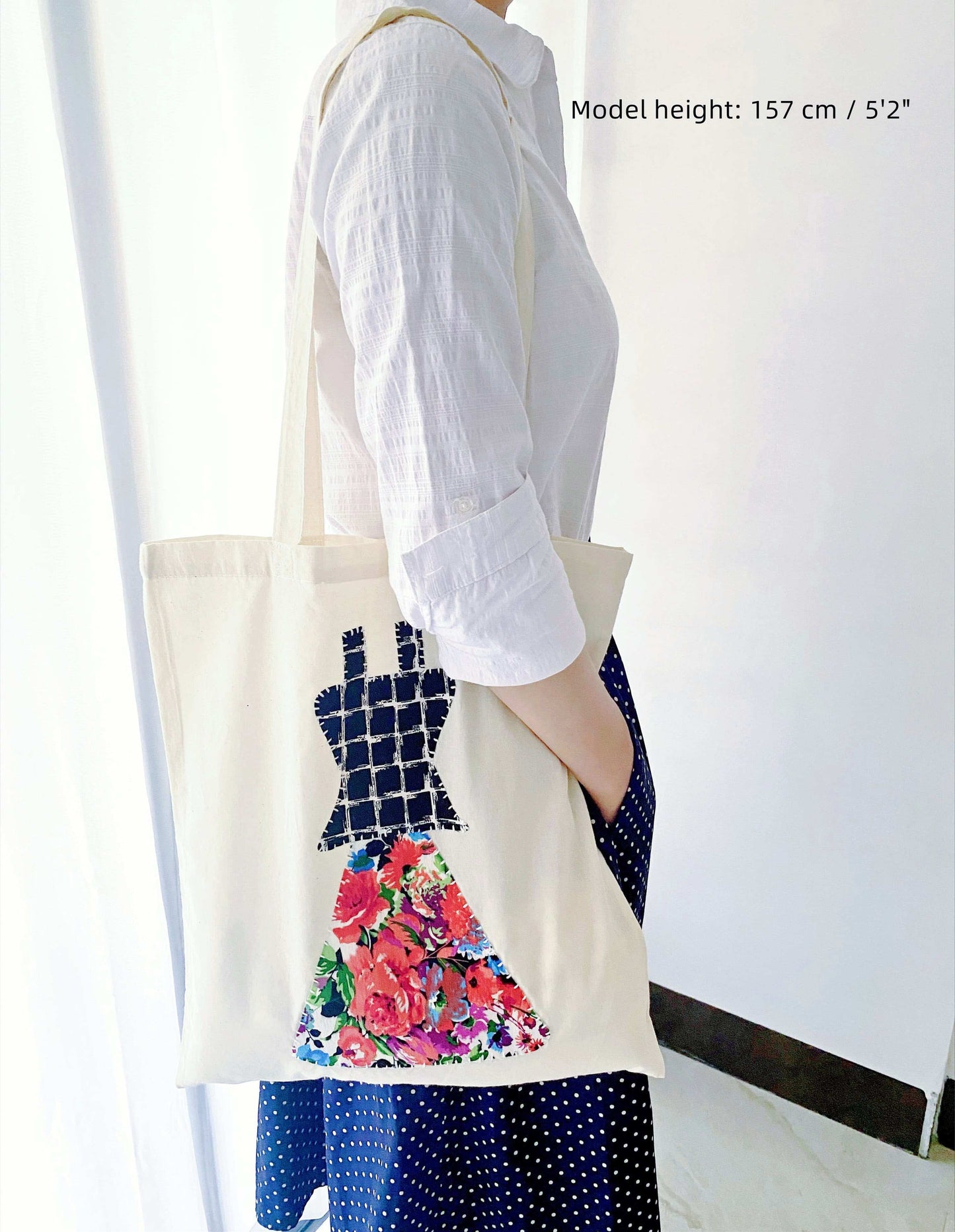 Unique eco tote with hand-sewn patch details for casual fashion lovers