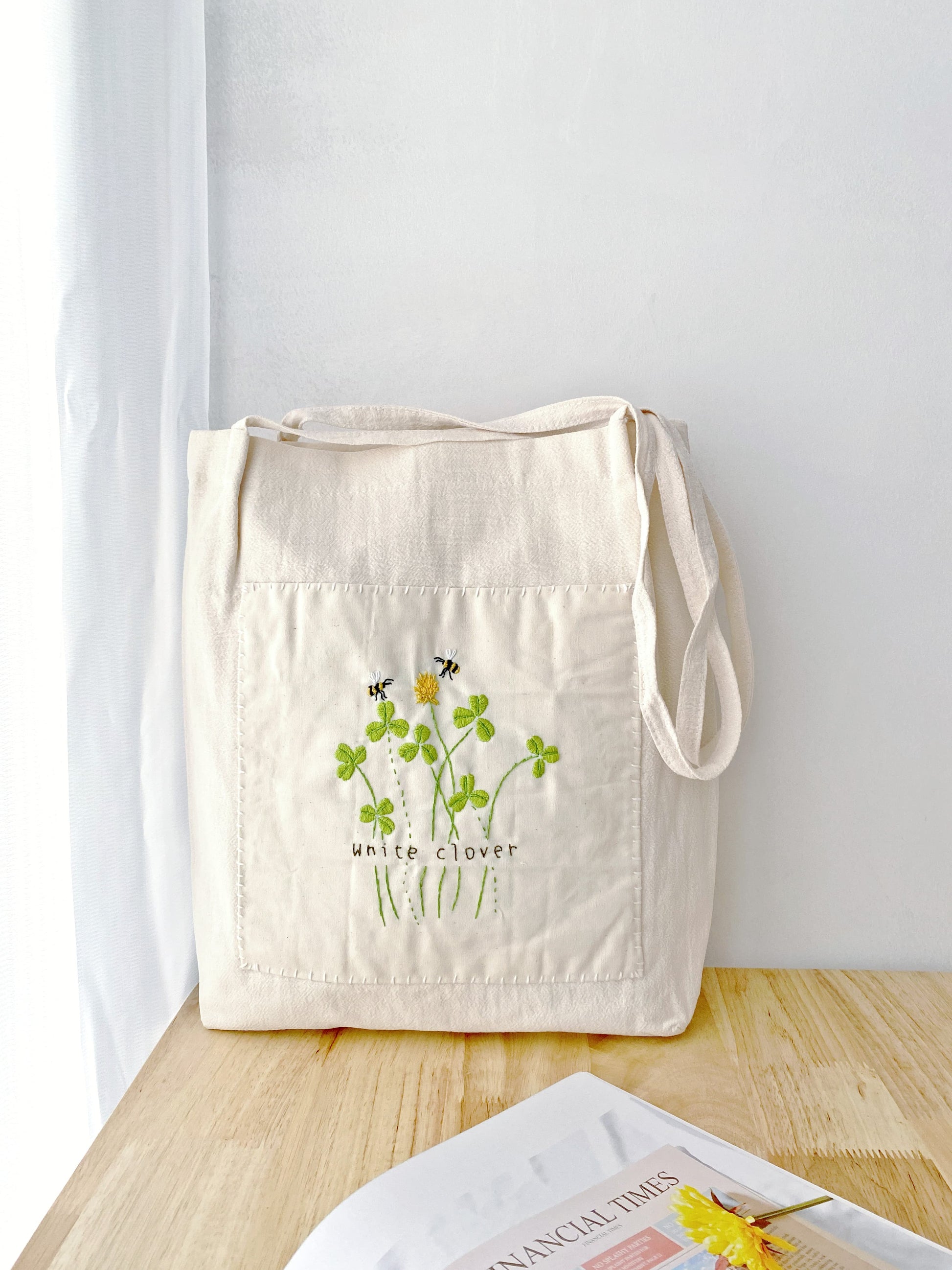 hand embroidered linen shoulder bag for everyday minimal style