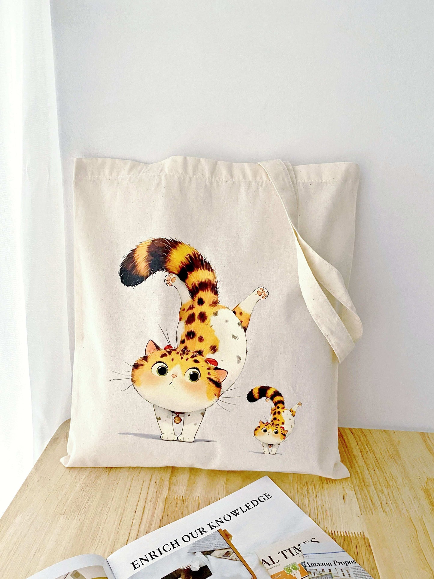 artistic cat design cotton bag for gifting