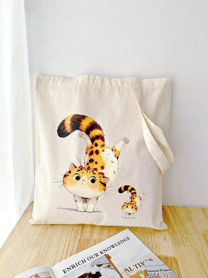 artistic cat design cotton bag for gifting