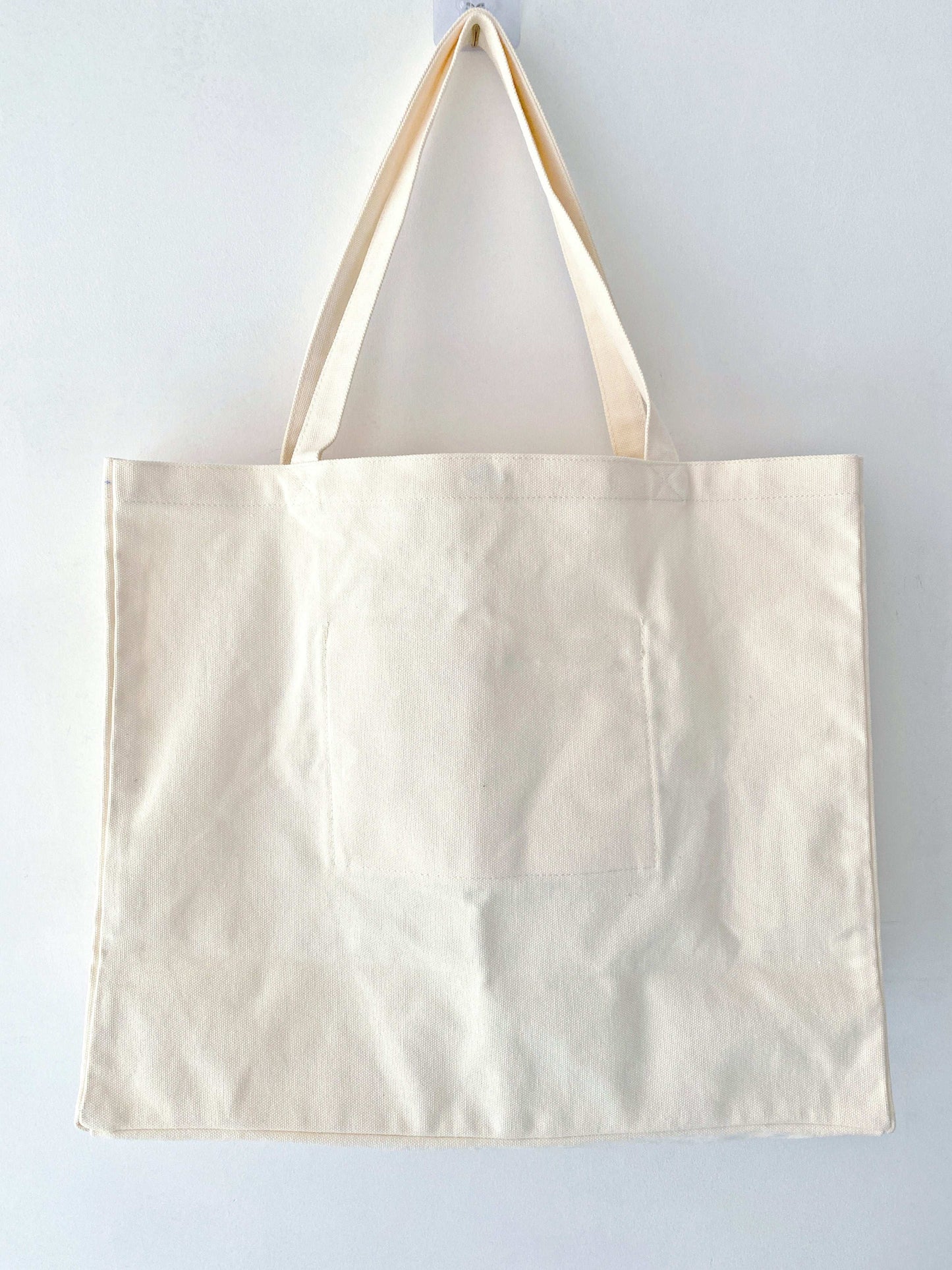 Hand-sewn patchwork canvas tote bag perfect for weekend coffee outings