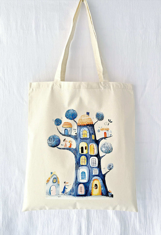 sustainable lightweight shoulder bag with whimsical print