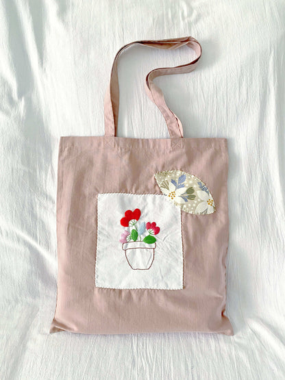 Floral embroidery tote bag ideal for holiday gift giving