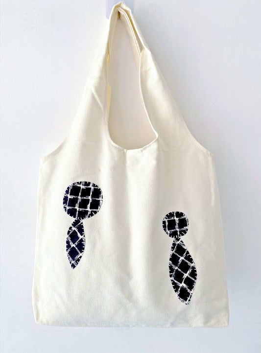 everyday canvas shoulder bag with handmade accents