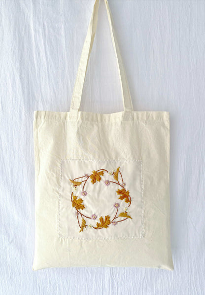 soft cotton shoulder bag with artisanal embroidery for students and travelers