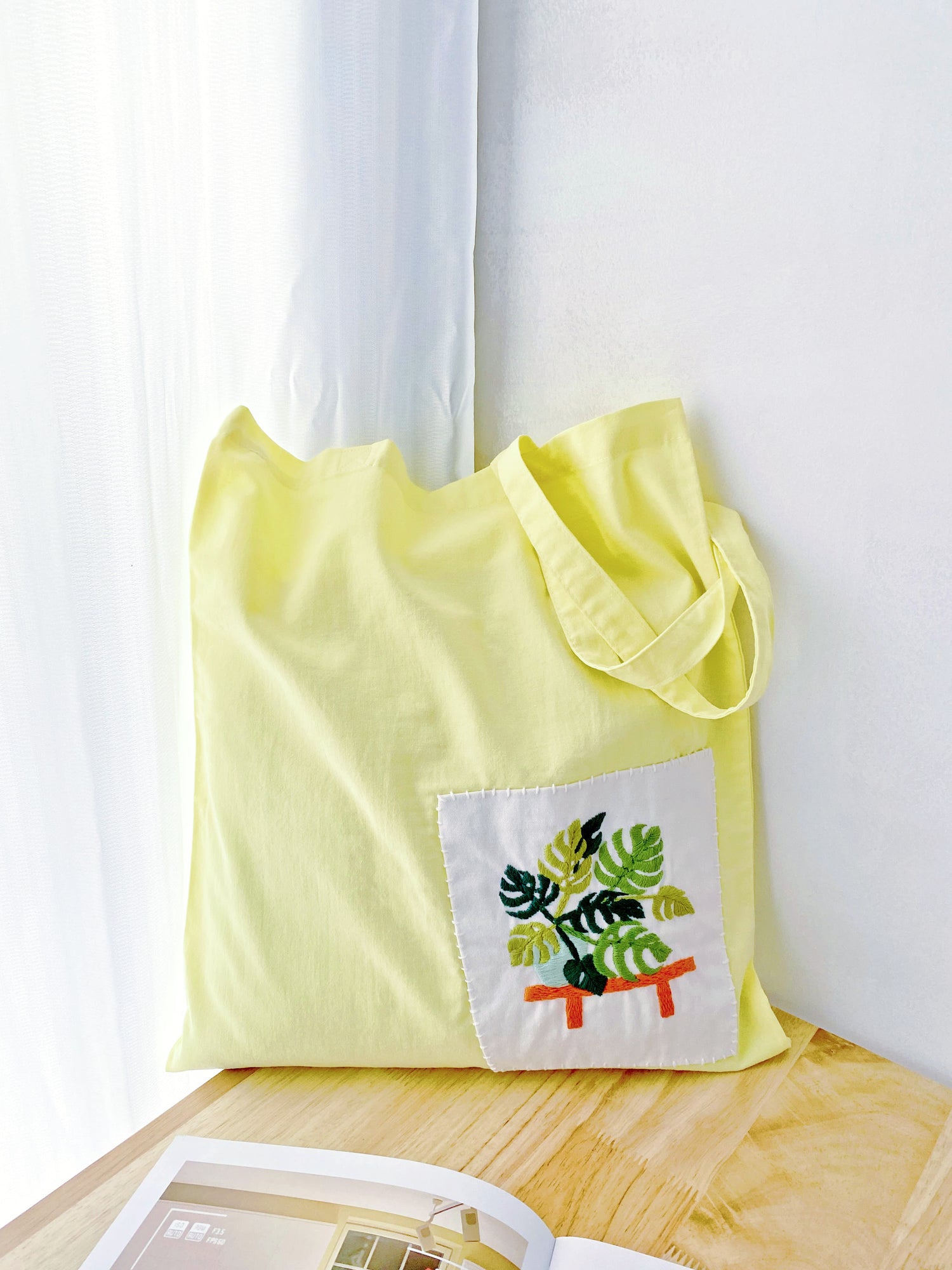 oversized embroidered cotton tote for creative gift giving