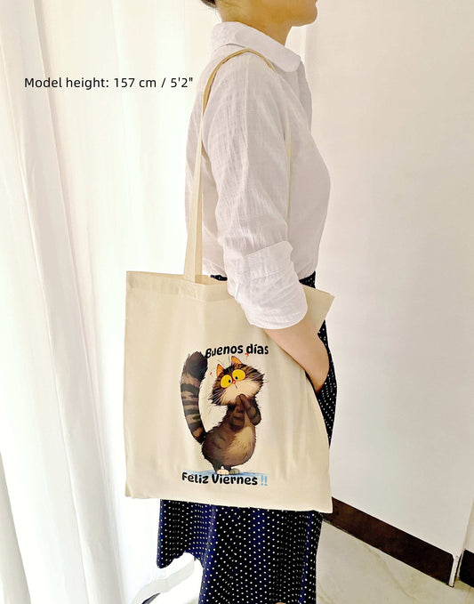 hand-printed cat design shoulder bag