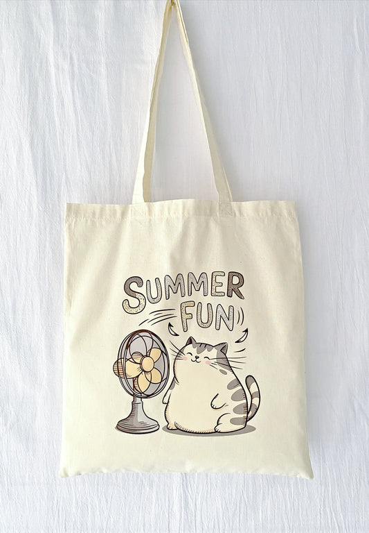 stylish minimalistic tote bag with hand-printed cat motif