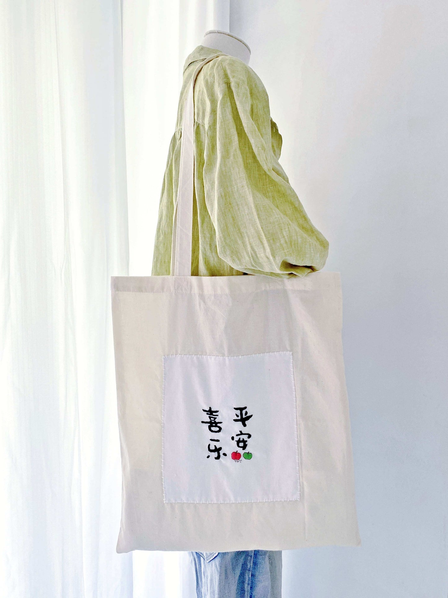 soft durable cotton tote with hand embroidered unique motifs