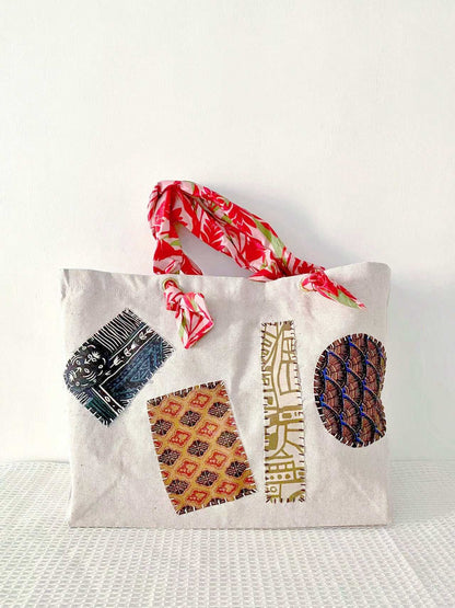 Creative sustainable tote inspired by bohemian and vintage lifestyle
