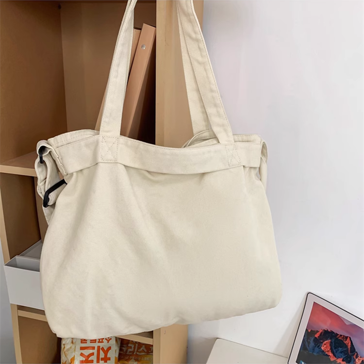 Durable Canvas Tote Bag with Multiple Pockets for Organization