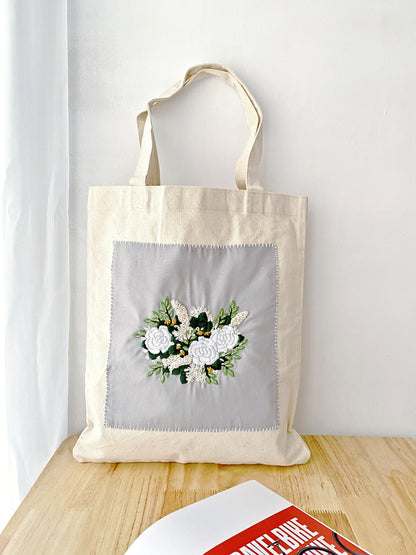 Handmade embroidery canvas bag for artistic slow living style