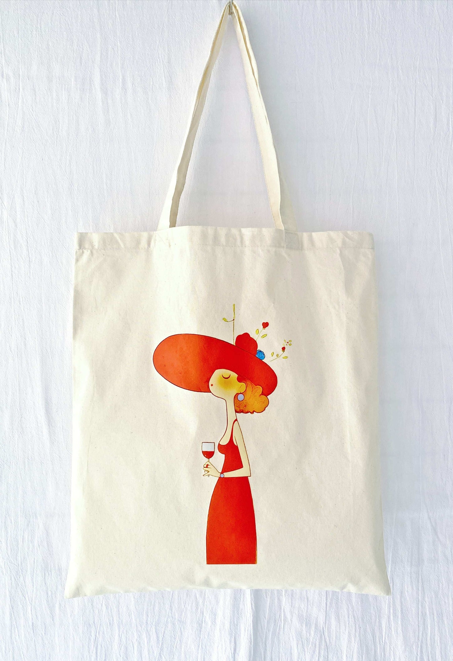 eco friendly cotton tote with woman portrait print