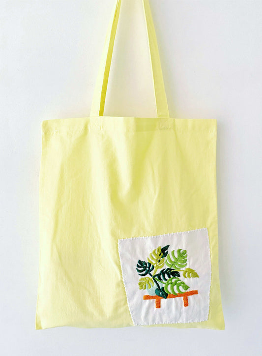Durable eco cotton handbag with creative embroidery design